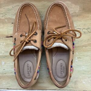 Sperry Brown Boat Shoes with Colorful Accents